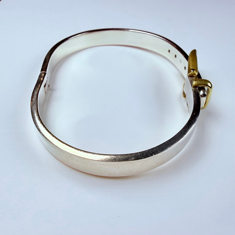 Taxco Adjustable Belt Buckle Sterling Silver 925 Vintage Mexico Bangle Bracelet - Picture 5 of 11
